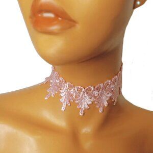 Pink Lace Choker, Pink Necklace, Prom Choker, Bridesmaid Necklace, Chokers